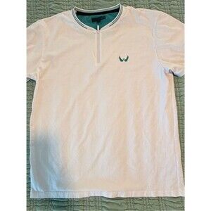 Nick Danger Men's White Polo with Teal Accent-Large